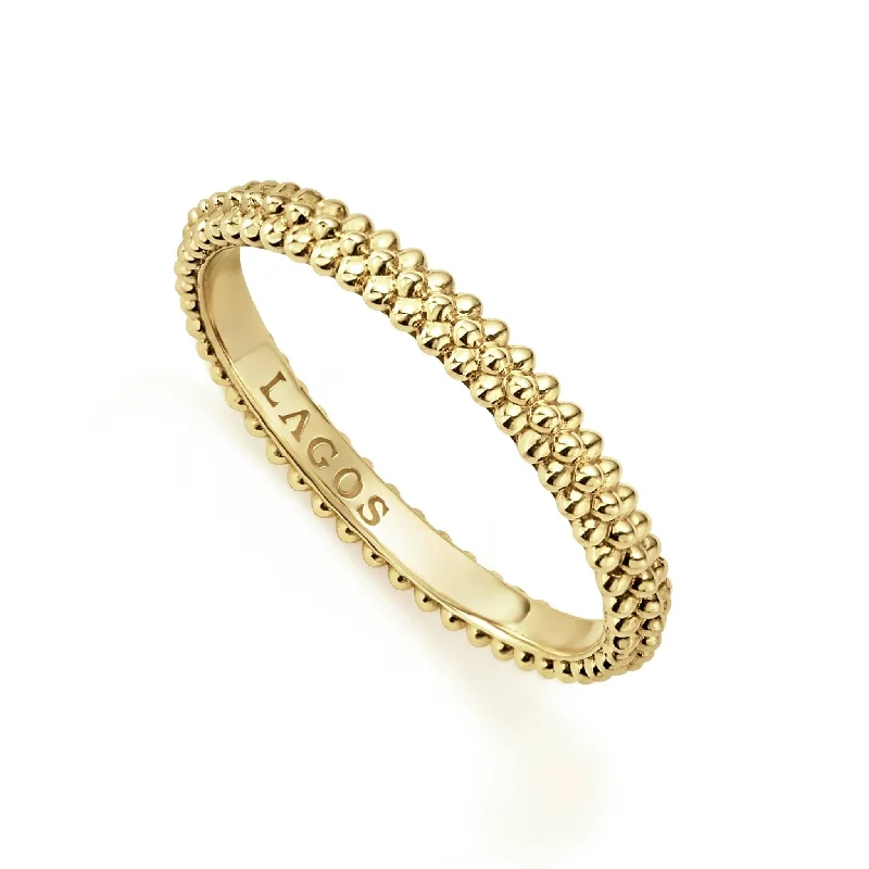 wedding set rings for women -Caviar Gold 18K Gold Caviar Stacking Ring