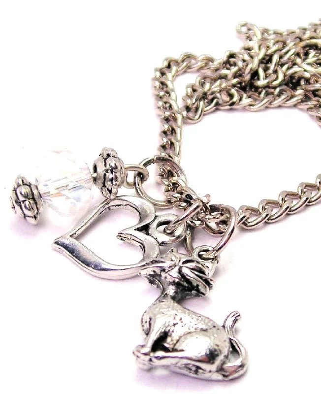 personalized gold necklaces -Fifties Style Cat' Necklace with Small Heart