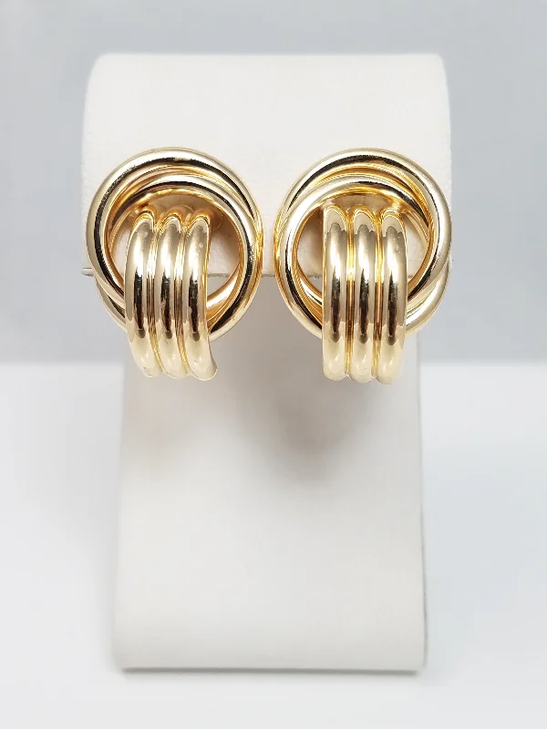 big hoop earrings for women -Casual 14k Hollow Yellow Gold Door Knocker Earrings