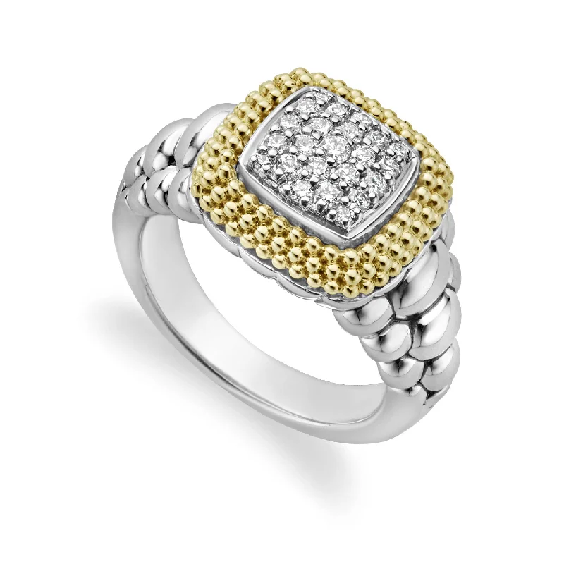 promise rings for women -Caviar Lux Square Diamond Statement Ring