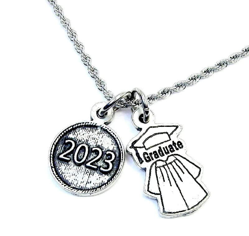 gemstone drop necklaces -Cap and Gown 2023 20" Chain Necklace Graduation