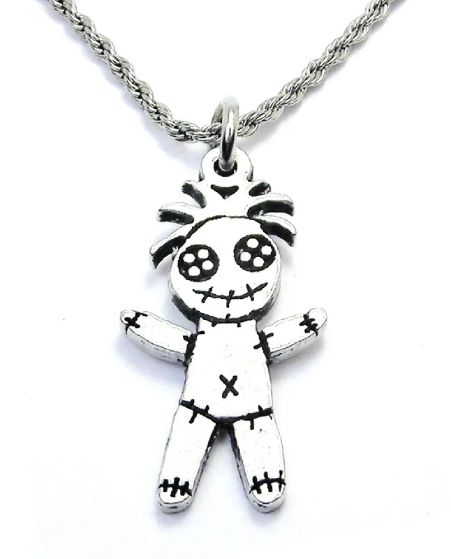 classic pendant necklaces for women -Cute Voodoo Doll Single Charm Necklace