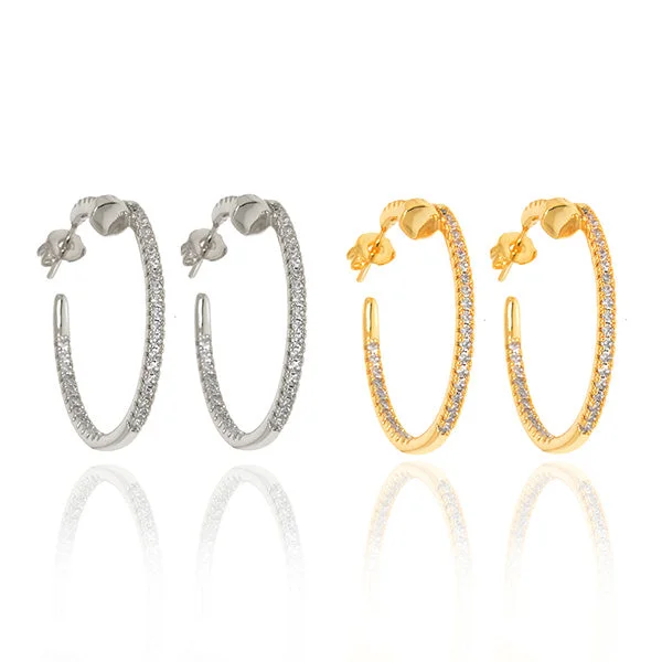 simple diamond earrings -Ari Hoop