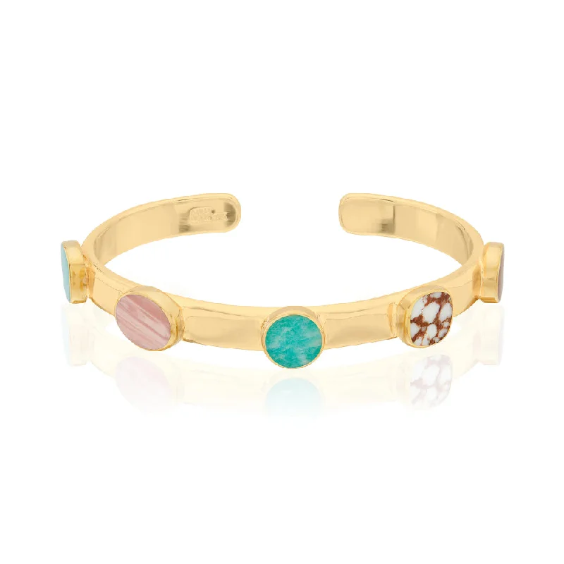 luxury gold bracelets for women -Anna Beck Raised Multi-Stone Cuff