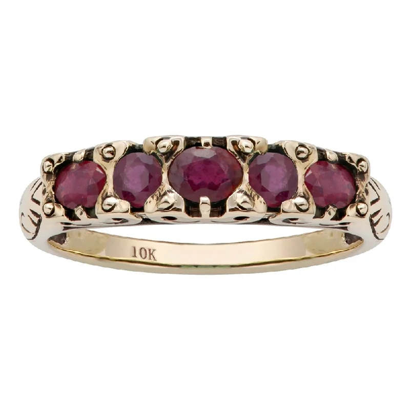 fashion engagement rings -Viducci 10k Yellow Gold Genuine Ruby Anniversary Ring