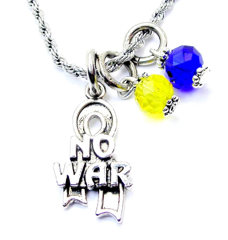 bohemian necklaces for women -No War For Ukraine Necklace with Crystal Accent