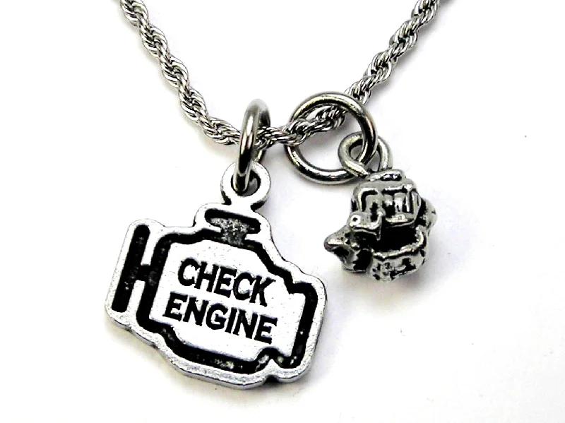 luxurious necklaces for women -Check engine light with Motor Charm Necklace