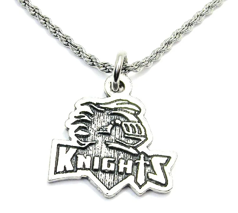 personalized initial necklaces -Knights Mascot With Knight Single Charm Necklace