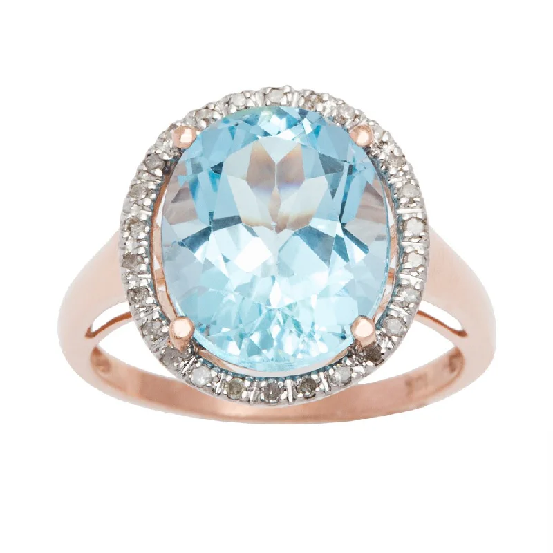 sapphire engagement rings -Viducci 10k Gold Genuine Blue Topaz and 1/6ct TDW Diamond Halo Ring (1/6 TDW)