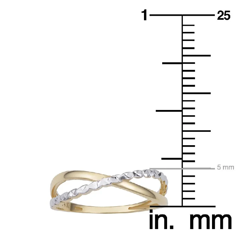 statement wedding rings for women -14k Two-Tone Gold Diamond-cut X Ring