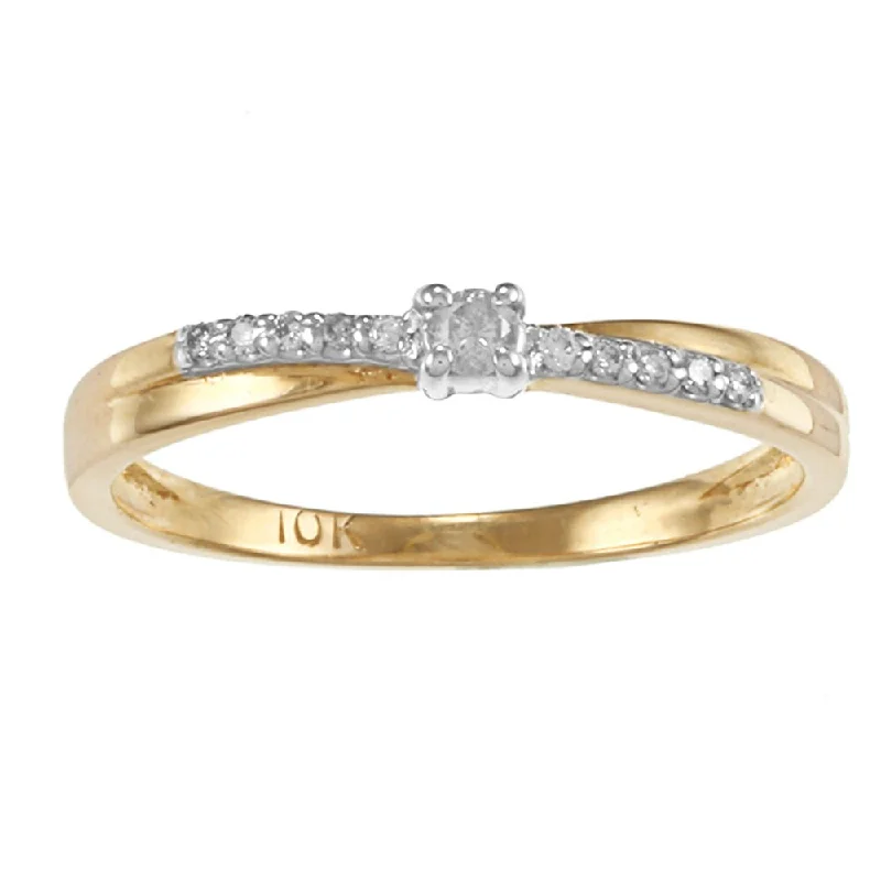 diamond rings for women -Auriya 1/10ctw Round Diamond Promise Ring 10k Two-tone Gold