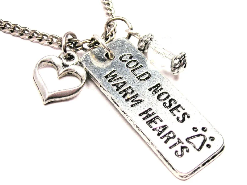 personalized necklaces for women -Cold Noses Warm Hearts Necklace with Small Heart