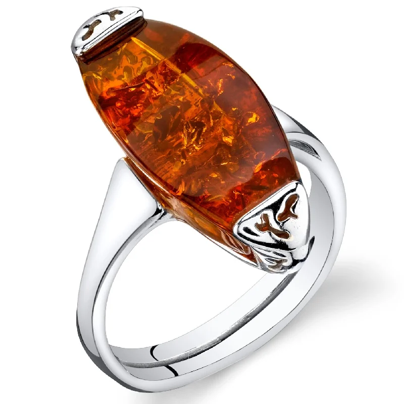 vintage solitaire rings -Amber Gallery Ring in Sterling Silver