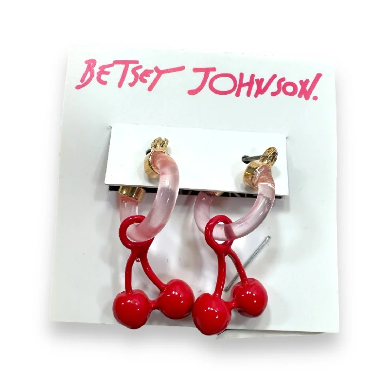 bridal hoop earrings -Cherry Earrings Dangle/drop By Betsey Johnson