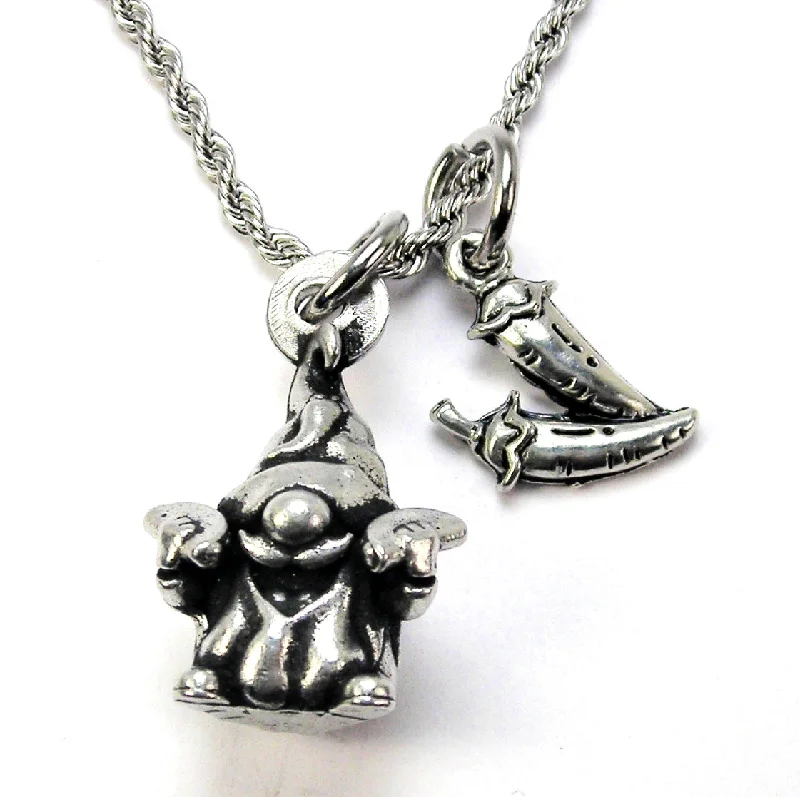 luxury necklaces for brides -Taco Eating Gnome with an extra Jalapenos  20" Chain Necklace