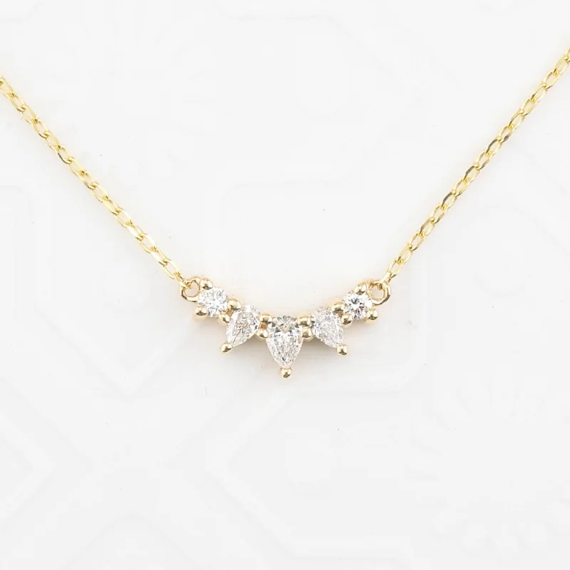 vintage necklaces for women -Gloria Curved Diamond Necklace 5 Stones