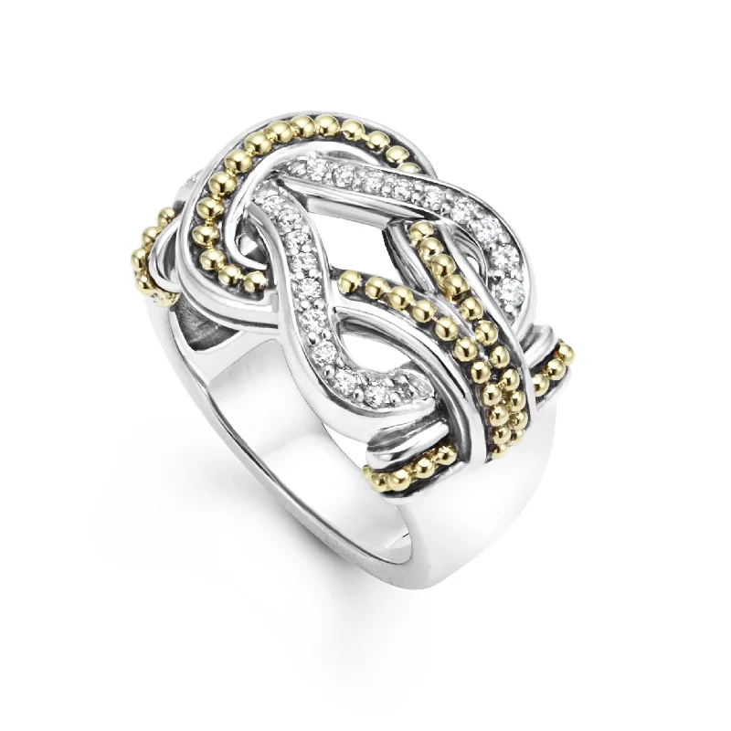 engraved rings for women -Newport Two-Tone Knot Diamond Statement Ring