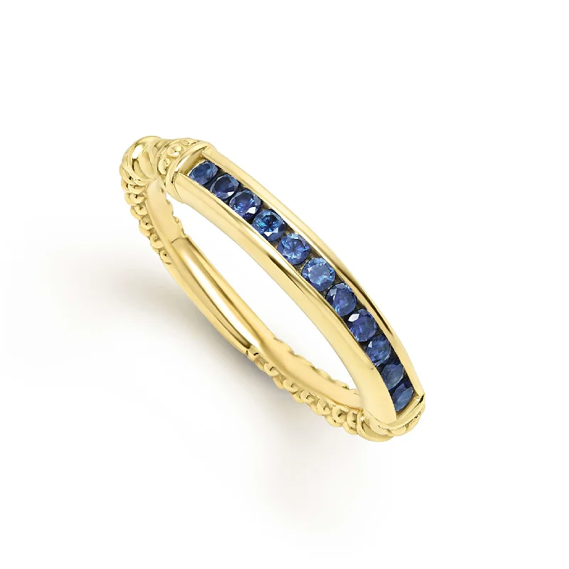 anniversary rings for women -Studio 18K Gold Blue Sapphire Stacking Ring