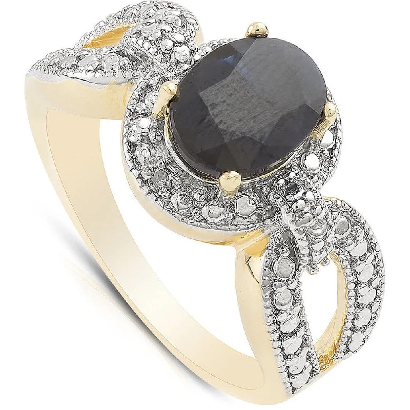 fashion promise rings -Dolce Giavonna Gold Over Sterling Silver Sapphire and Diamond Accent Ring