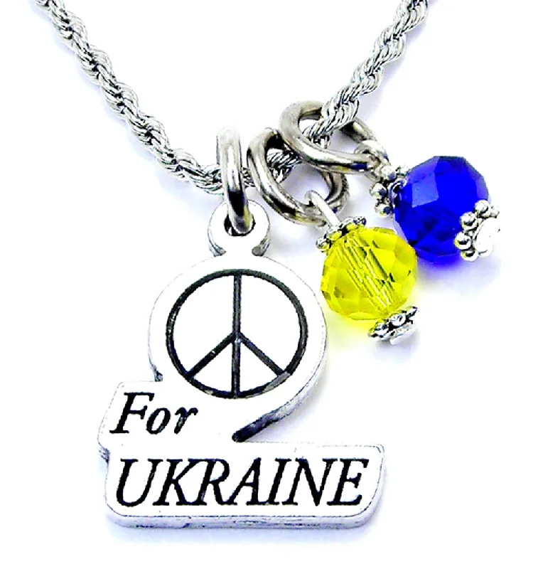 engraved necklaces for women -Peace For Ukraine Necklace with Crystal Accent