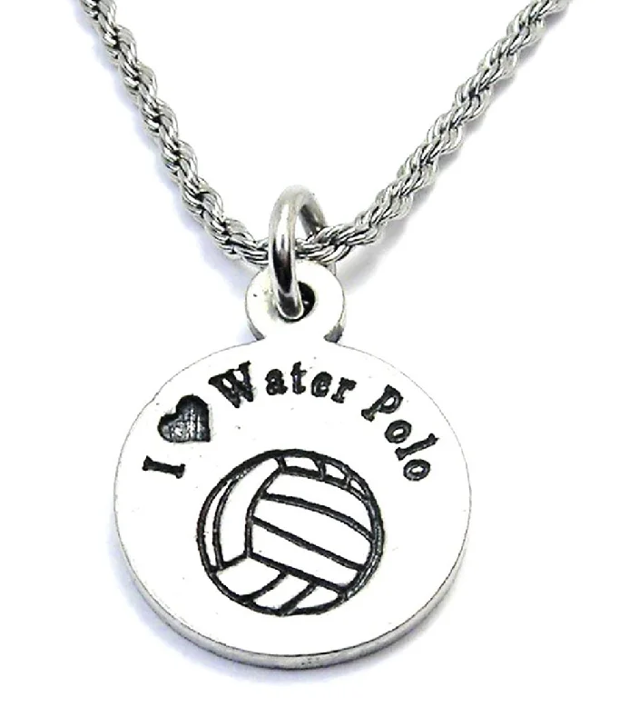 bridal necklaces for women -I Love Water Polo Single Charm Necklace