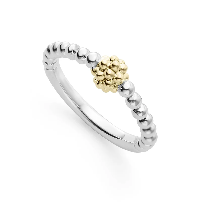 vintage diamond rings -Caviar Icon Two-Tone Caviar Stacking Ring