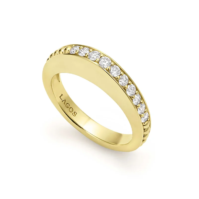 unique gemstone rings -Studio 18K Gold and Diamond Stacking Ring