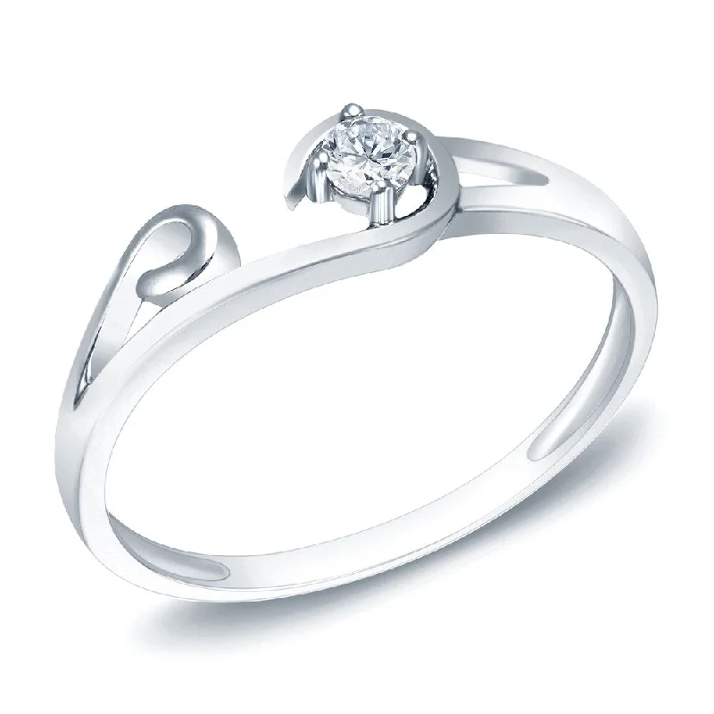 simple wedding rings for women -Auriya Modern and Unique 1/10ct TDW Diamond Promise Ring 14k White Gold