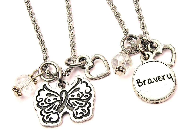 unique necklaces for women -Bravery Awareness Set Of 2 Rope Chain Necklaces