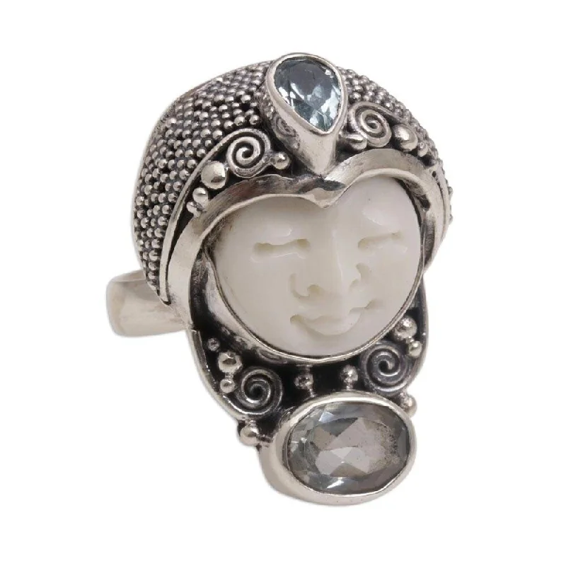 promise rings with birthstones -NOVICA Handmade Sterling Silver Moonlight Prince Blue Topaz Ring (Indonesia)