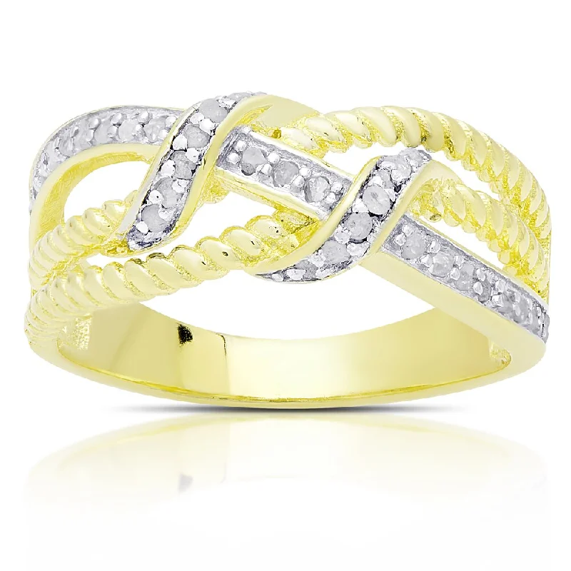 eternity diamond rings for women -Finesque Gold Over Sterling Silver 1/4ct TDW Diamond Twist Ring