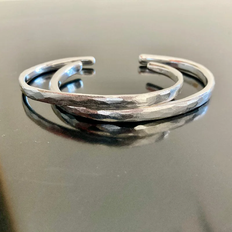 elegant bangles for women -Hammered Sterling Silver Cuffs