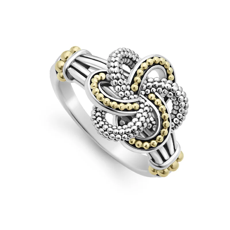 thick gold rings for women -Love Knot Two-Tone Love Knot Ring