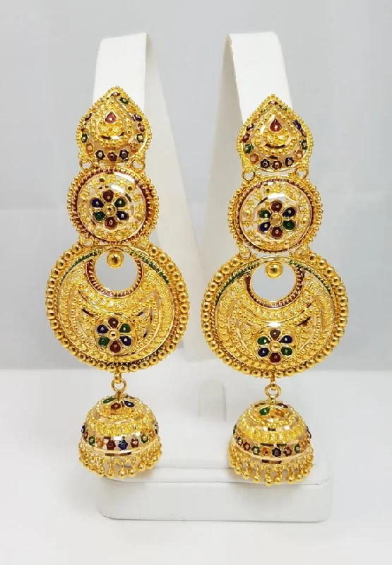 colored gemstone earrings for women -Captivating 22k Yellow Gold Chandelier Dangle Earrings