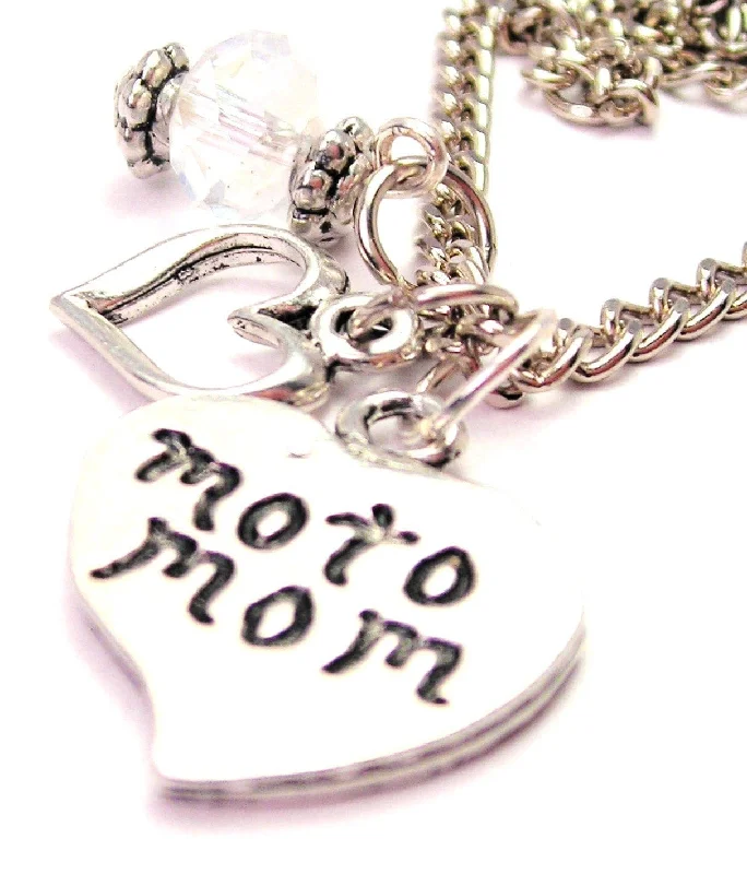 crystal necklaces for women -Moto Mom Heart Necklace with Small Heart