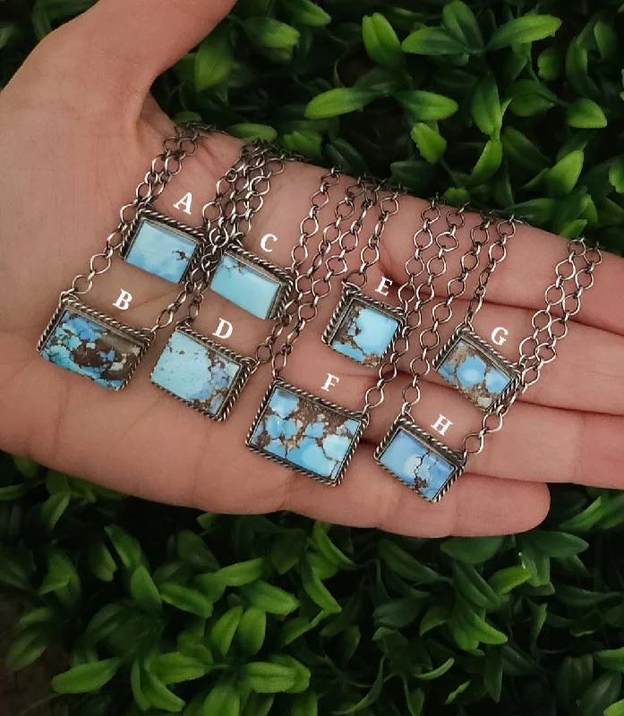 women's silver necklaces -Stamped Sterling Silver Golden Hills Turquoise Bar Necklaces