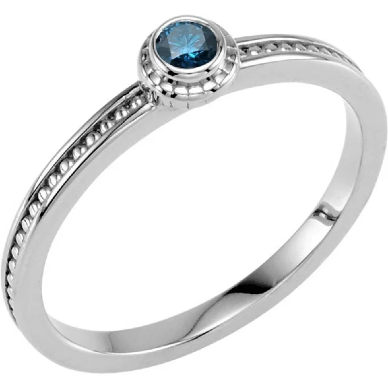 elegant diamond rings for women -Auriya 10k Gold 1/10ctw Dainty Round Solitaire Blue Diamond Stacking Ring