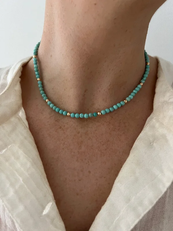 short necklaces for women -TURQUOISE CHOKER