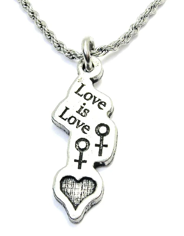 fashion statement necklaces for women -Love Is Love With Female Symbols Single Charm Necklace