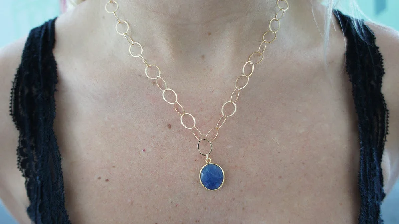 wedding necklaces for women -Small Sapphire Stone Necklace