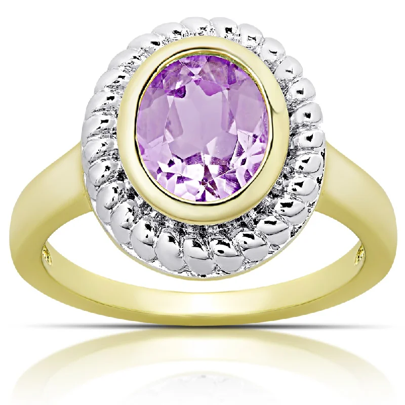 colored gemstone engagement rings -Dolce Giavonna Gold over Sterling Silver Amethyst Oval Ring (Size 7)