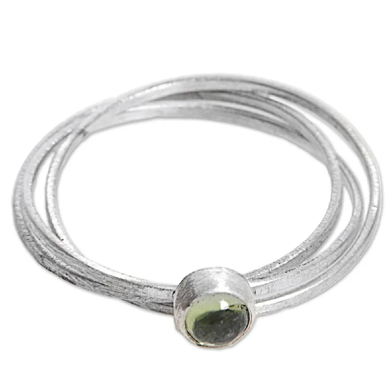 silver rings for women -Handmade Sterling Silver 'Magical Force in Light Green' Peridot Ring (Indonesia)