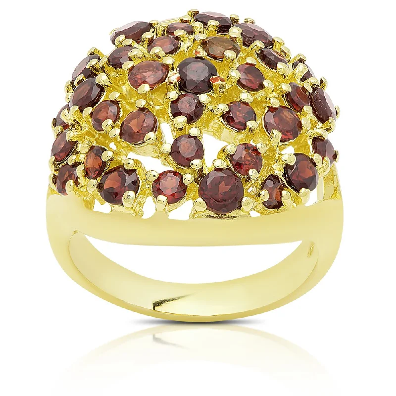 diamond rings for women -Dolce Giavonna Gold Over Silver Garnet Cluster Ring