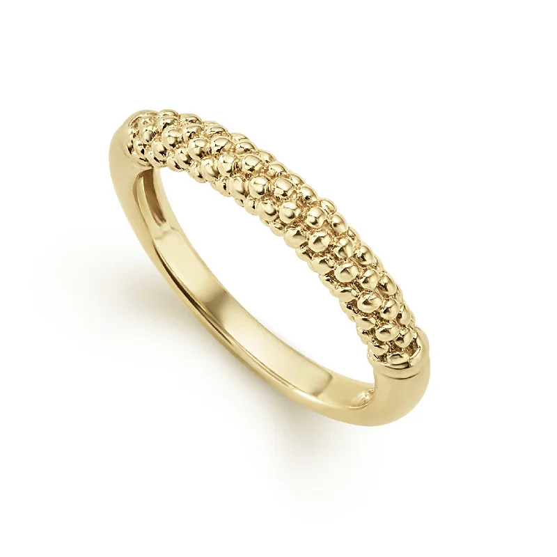 custom wedding rings -Caviar Gold 18K Gold Caviar Beaded Stacking Ring