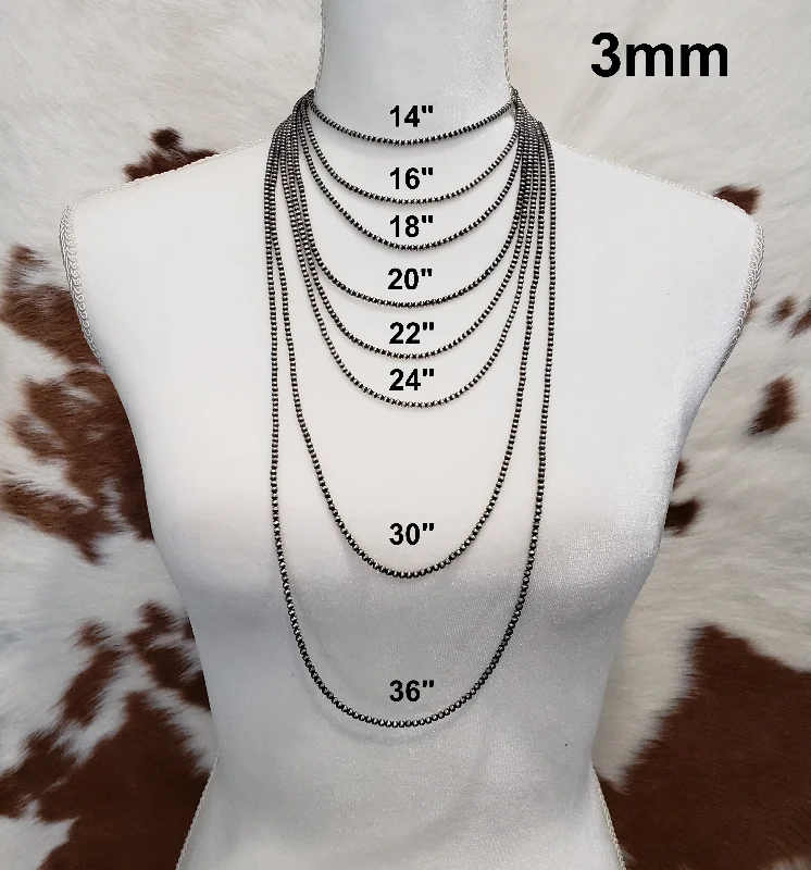 luxurious necklaces for women -Sterling Silver Navajo Pearls 3mm Necklace