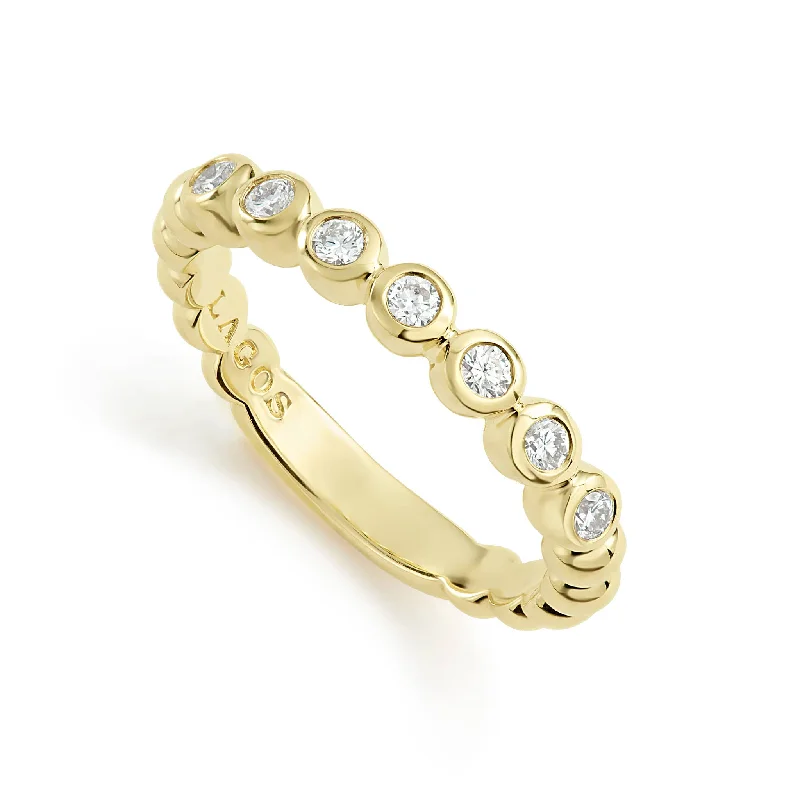 anniversary gemstone rings -Caviar Gold 18K Gold and Diamond Stacking Ring