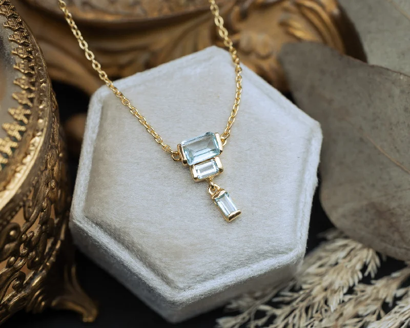 personalized zodiac necklaces -DECO COLLECTION - 18K GOLD VERMEIL NECKLACE WITH BLUE TOPAZ ACCENTS - BY JORGE REVILLA