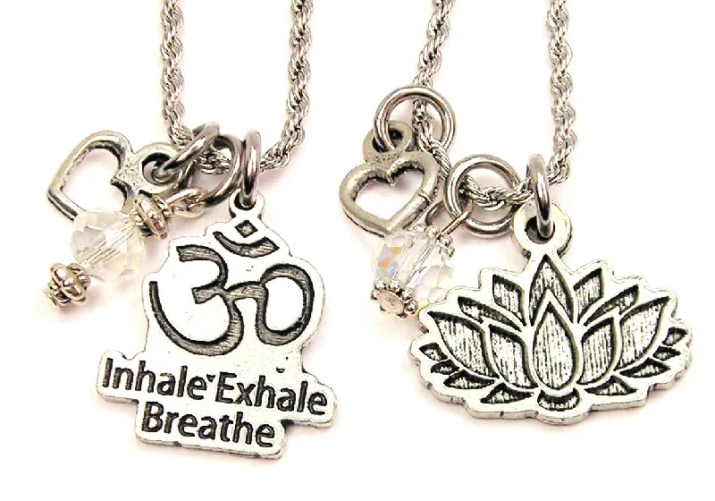 statement necklaces for women -Yoga And Lotus Set Of 2 Rope Chain Necklaces