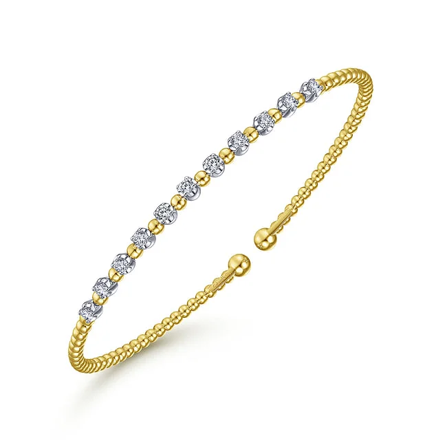 custom name bracelets -Gabriel & Co. Yellow Bujukan Cuff with Diamond Stations