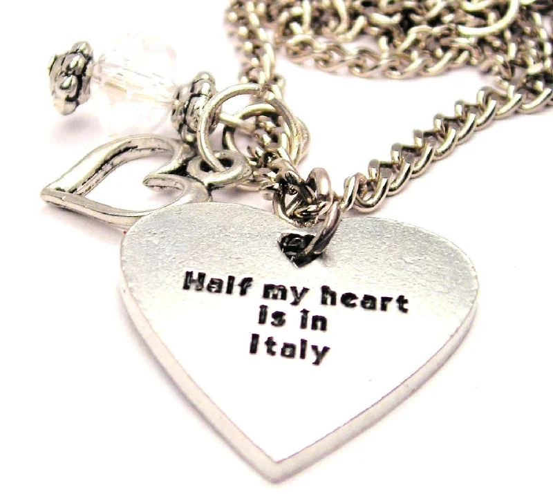 luxurious necklaces for women -Half My Heart Is In Italy Necklace with Small Heart